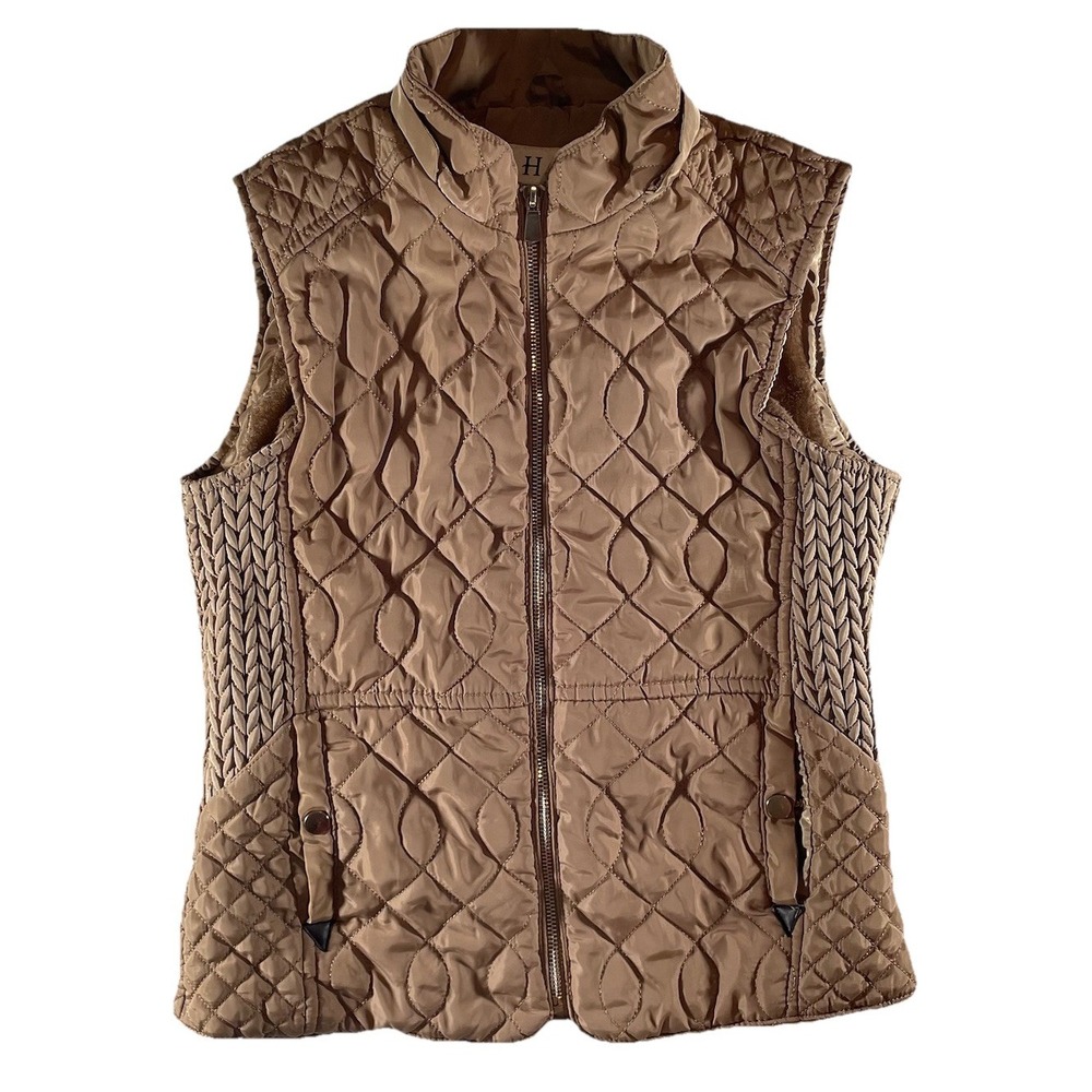 Girls Quilted Puffer Vest Tan/Brown Size‎ Medium Missing Hood H.Q Brand